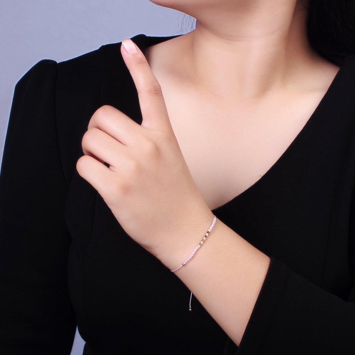 Pink Friendship Bracelet Rope Cord Adjustable Bracelet For Women with Gold Beads | WA-2212 - WA-2214 Clearance Pricing - DLUXCA
