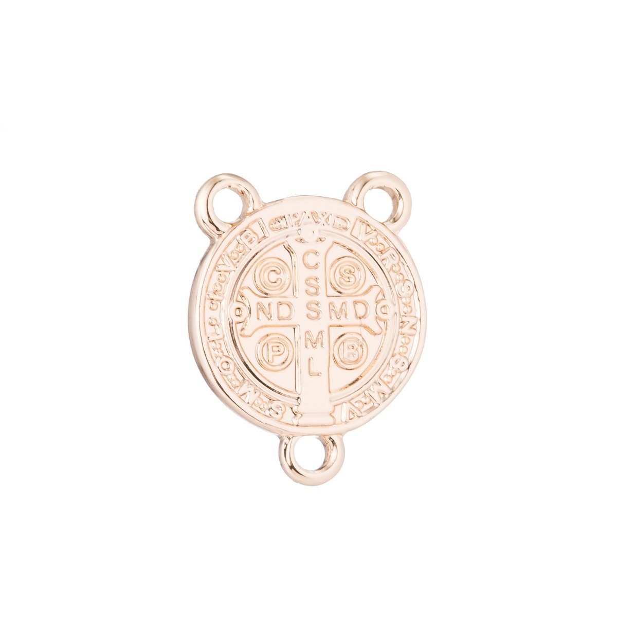 Pink Gold Rosary Medal Metal Part, Double Sided, Cross, Rosary Making Supply, Necklace Pendant, Findings for Jewelry Making F-202 - DLUXCA