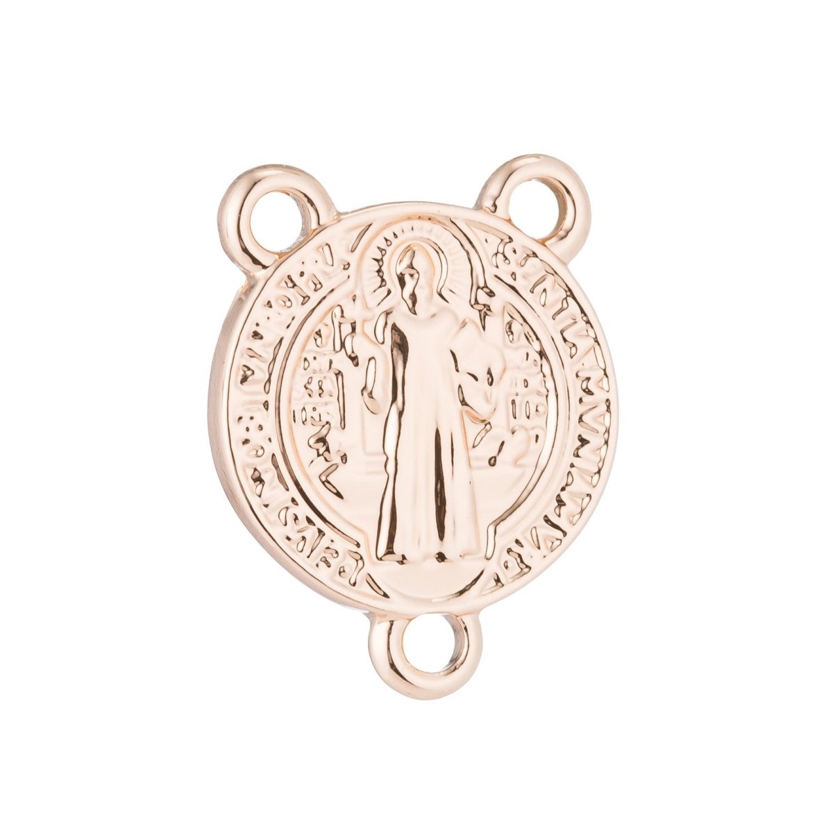 Pink Gold Rosary Medal Metal Part, Double Sided, Cross, Rosary Making Supply, Necklace Pendant, Findings for Jewelry Making F-202 - DLUXCA