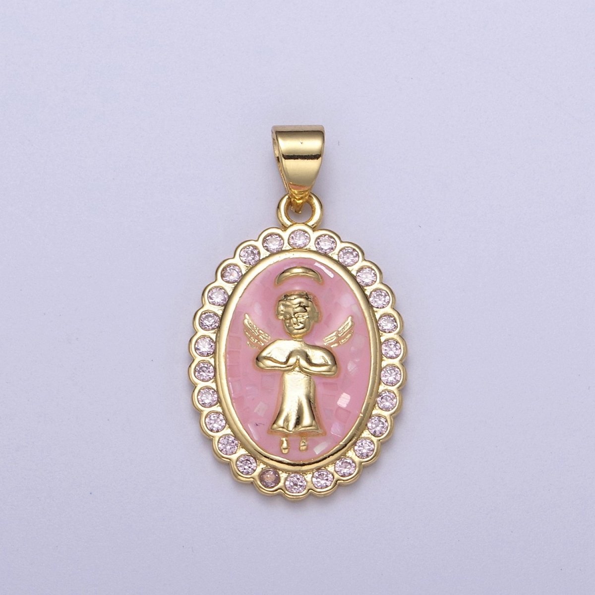 Pink Guardian Angel Charm Necklace Bracelet, Guardian Angel Wish Necklace Bracelet Supply H-547 - DLUXCA