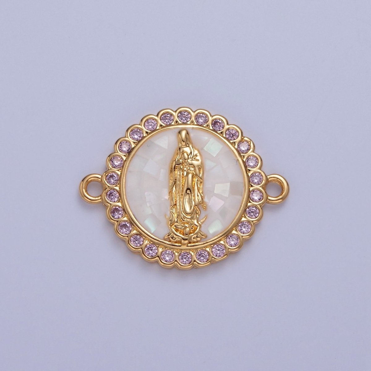 Pink Lady Guadalupe Charm Connector Round Virgin Mary Link Connector F-651~F-654 - DLUXCA