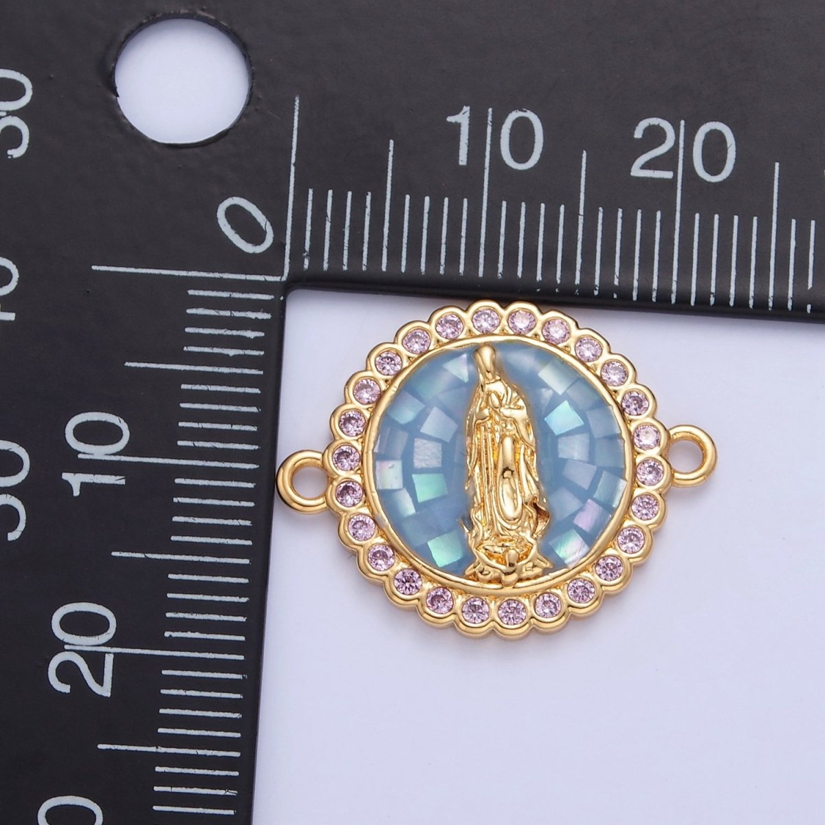 Pink Lady Guadalupe Charm Connector Round Virgin Mary Link Connector F-651~F-654 - DLUXCA
