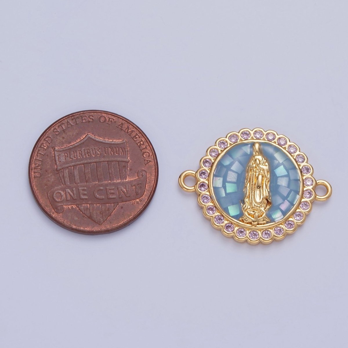 Pink Lady Guadalupe Charm Connector Round Virgin Mary Link Connector F-651~F-654 - DLUXCA
