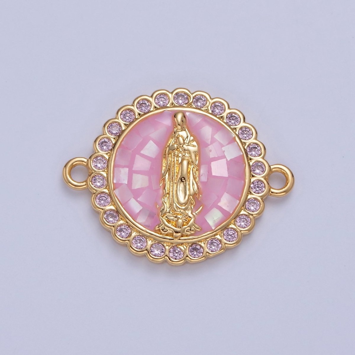 Pink Lady Guadalupe Charm Connector Round Virgin Mary Link Connector F-651~F-654 - DLUXCA