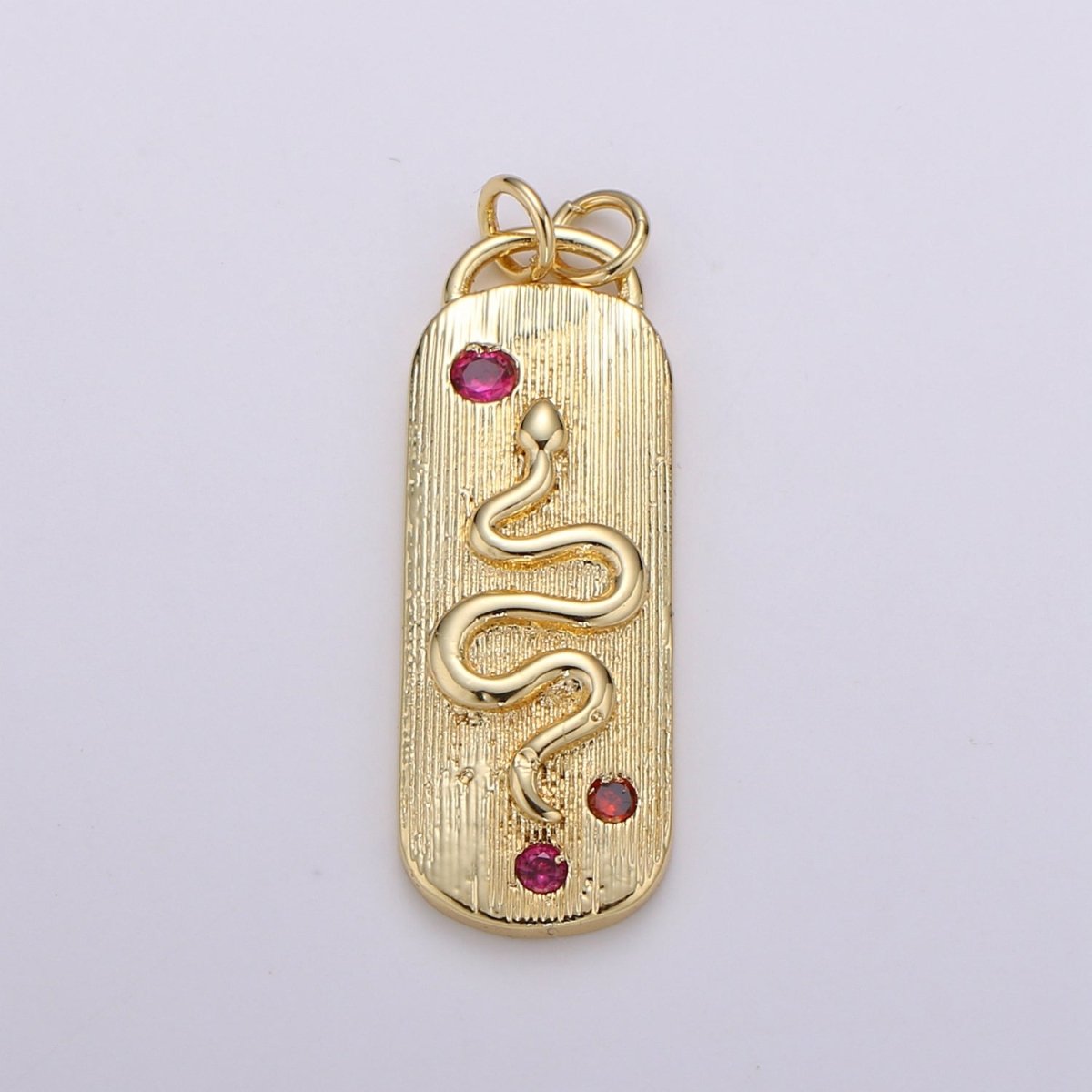 Pink Micro Pave Snake charm, Gold Filled Snake Charm, Animal Charm Gold Serpent Charm Necklace Pendant Finding for Jewelry Making Supply D-905 - DLUXCA