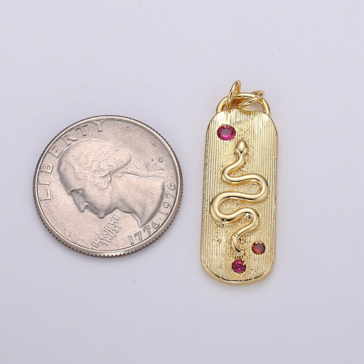 Pink Micro Pave Snake charm, Gold Filled Snake Charm, Animal Charm Gold Serpent Charm Necklace Pendant Finding for Jewelry Making Supply D-905 - DLUXCA
