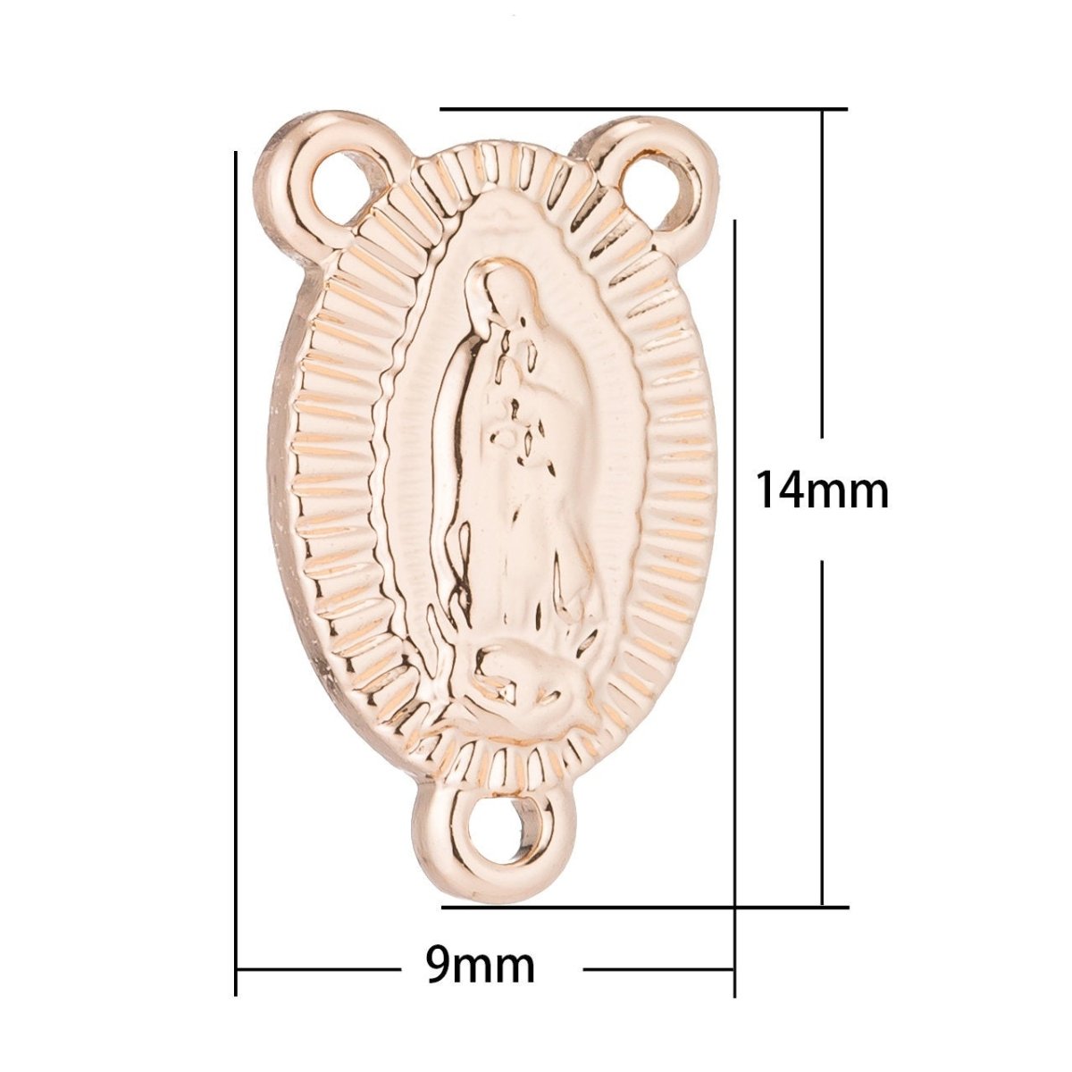 Pinky Gold Rosary Metal Centerpiece, Immaculate Mary, Rosary Making Supply, Necklace Pendant, Findings for Jewelry Making F-203 - DLUXCA