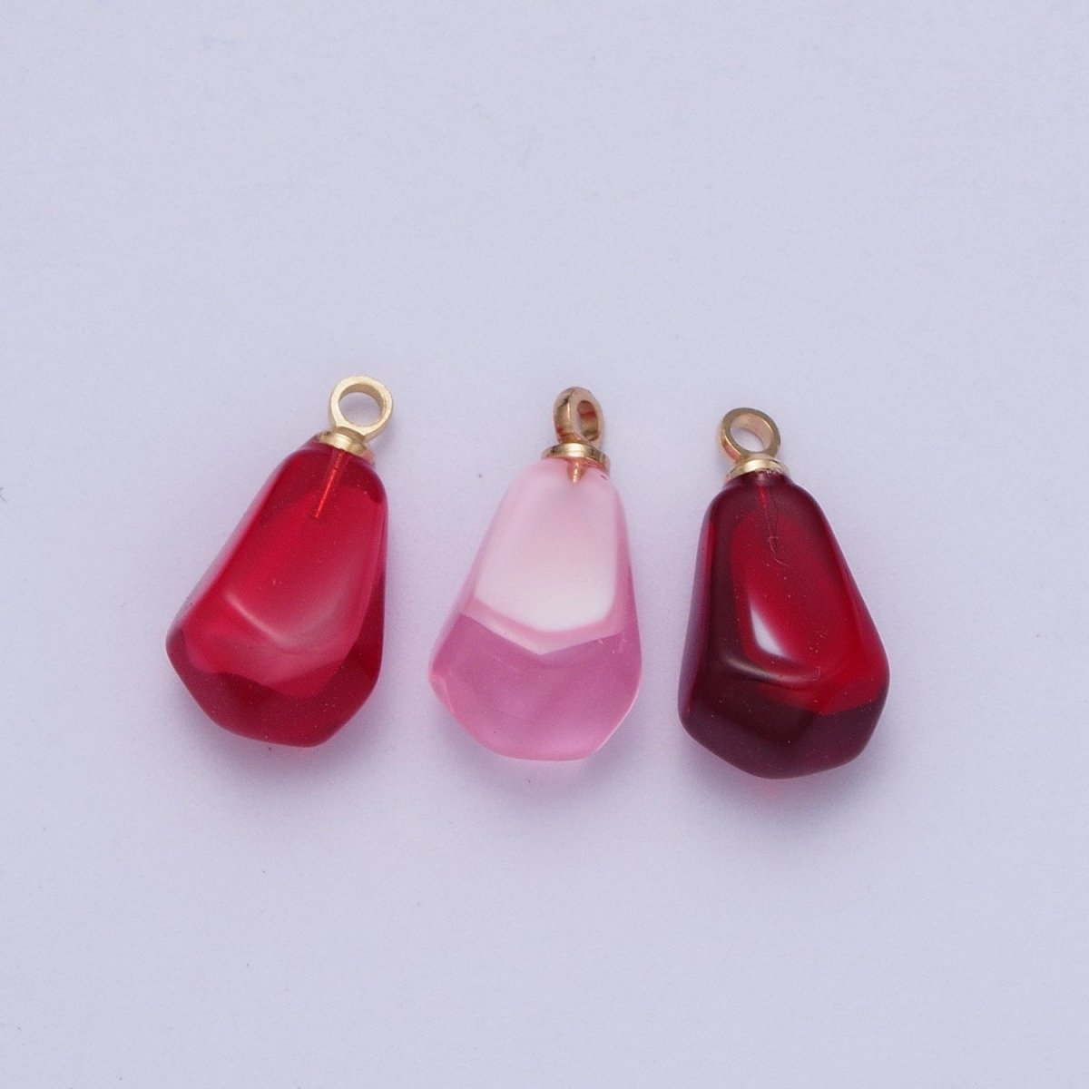 Pomegranate Seed Fruit Abstract Geometric Pink Red Resin Gold Charms For Jewelry Making | X-734 X-753 X-754 - DLUXCA