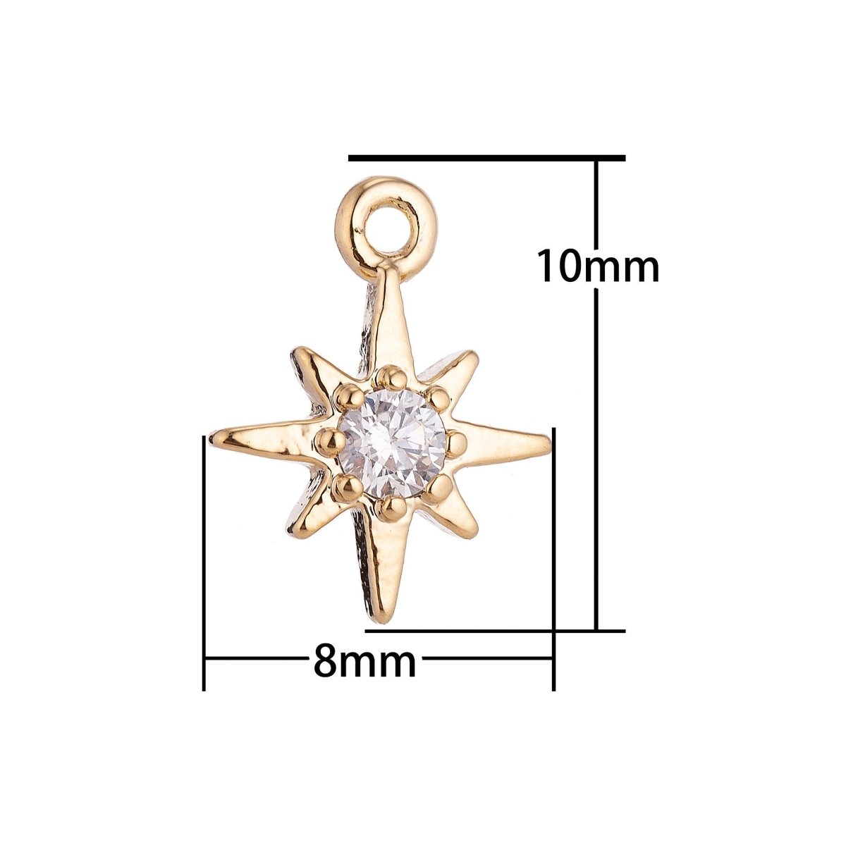 Pre-order Only 18K Gold Filled Mini Shooting Star Cubic Zirconia Pendant Charm C-008 - DLUXCA