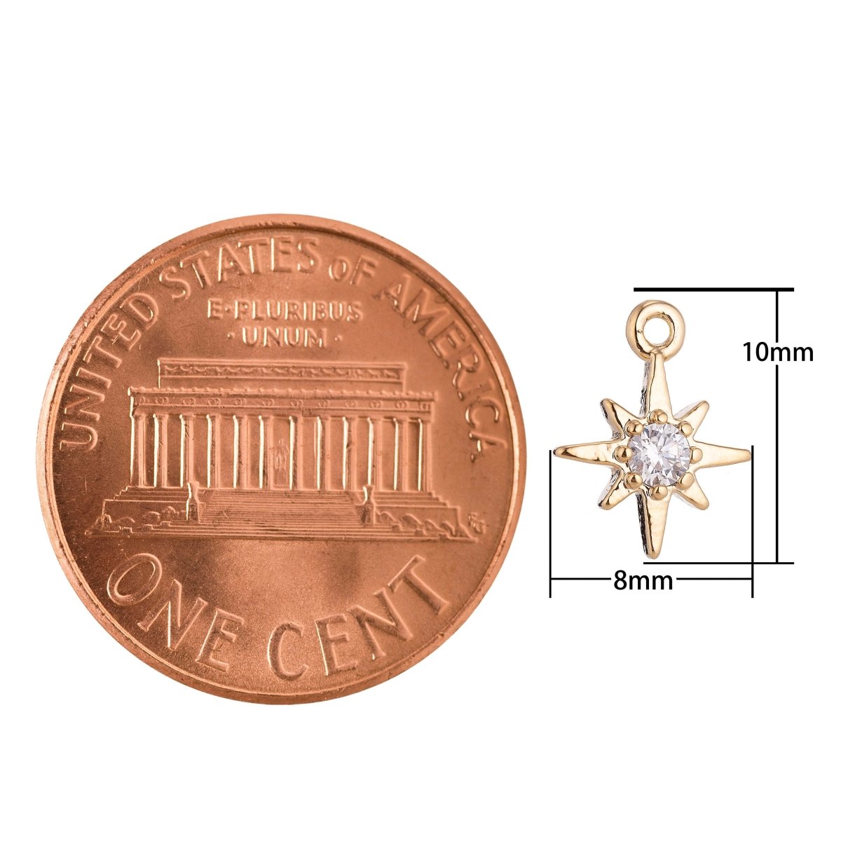 Pre-order Only 18K Gold Filled Mini Shooting Star Cubic Zirconia Pendant Charm C-008 - DLUXCA