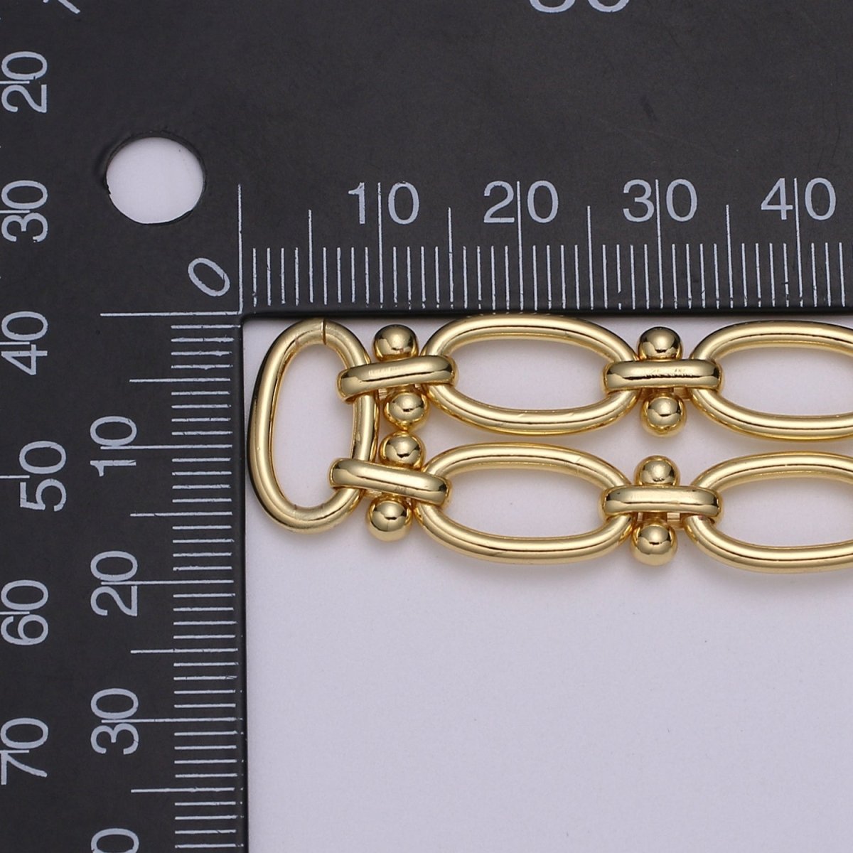 *Pre-order with MOQ of 25 yards only* Gold Oval Rolo and Cross Chain by Yard, Figure 8 Oval Link Chain, Fancy Wholesale Bulk Roll Chain For Jewelry Making, Width 9.4mm, 24K Gold Filled UNIQUE CABLE For Jewelry Component | ROLL-491 - DLUXCA