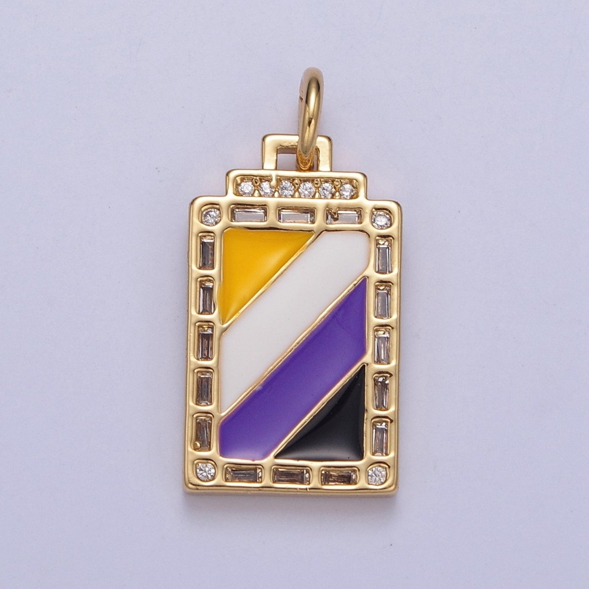 Pride Flag Charm LGBTQ Pendant 14k Gold Filled Tag Charm Trans Gay Pansexual Nonbinary Non Binary Bisexual Asexual E-752~E-757 - DLUXCA