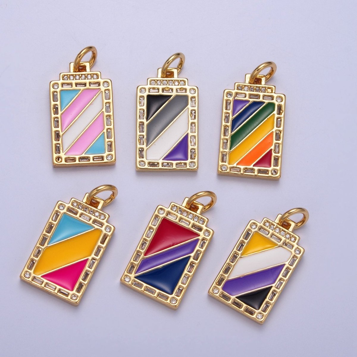 Pride Flag Charm LGBTQ Pendant 14k Gold Filled Tag Charm Trans Gay Pansexual Nonbinary Non Binary Bisexual Asexual E-752~E-757 - DLUXCA