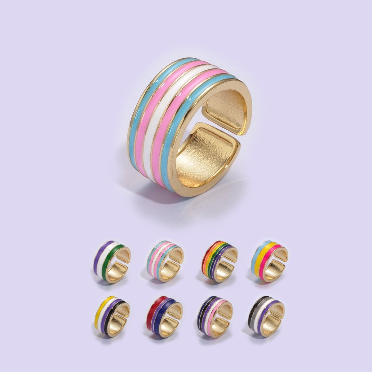 Pride Flag Rings LGBTQ Ring Gold Filled Open Adjustable Stackable Ring Trans Gay Pansexual Nonbinary Non Binary Bisexual Genderfluid Asexual Genderqueer U-061~U-068 - DLUXCA