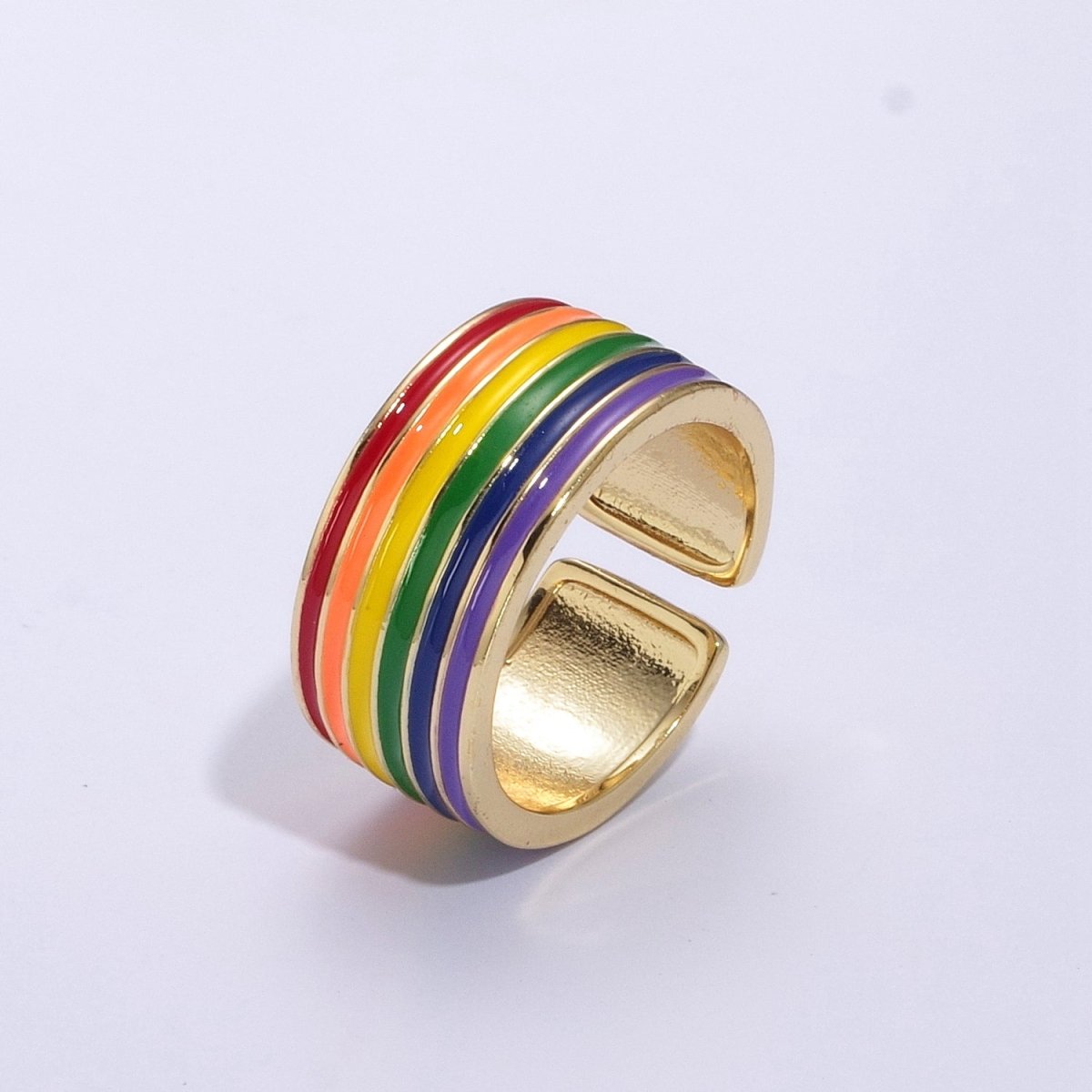 Pride Flag Rings LGBTQ Ring Gold Filled Open Adjustable Stackable Ring Trans Gay Pansexual Nonbinary Non Binary Bisexual Genderfluid Asexual Genderqueer U-061~U-068 - DLUXCA