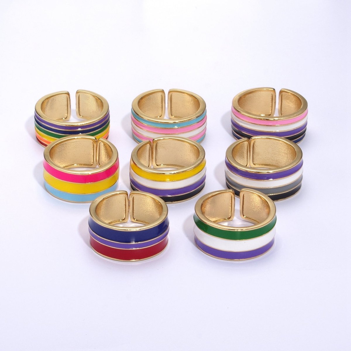 Pride Flag Rings LGBTQ Ring Gold Filled Open Adjustable Stackable Ring Trans Gay Pansexual Nonbinary Non Binary Bisexual Genderfluid Asexual Genderqueer U-061~U-068 - DLUXCA