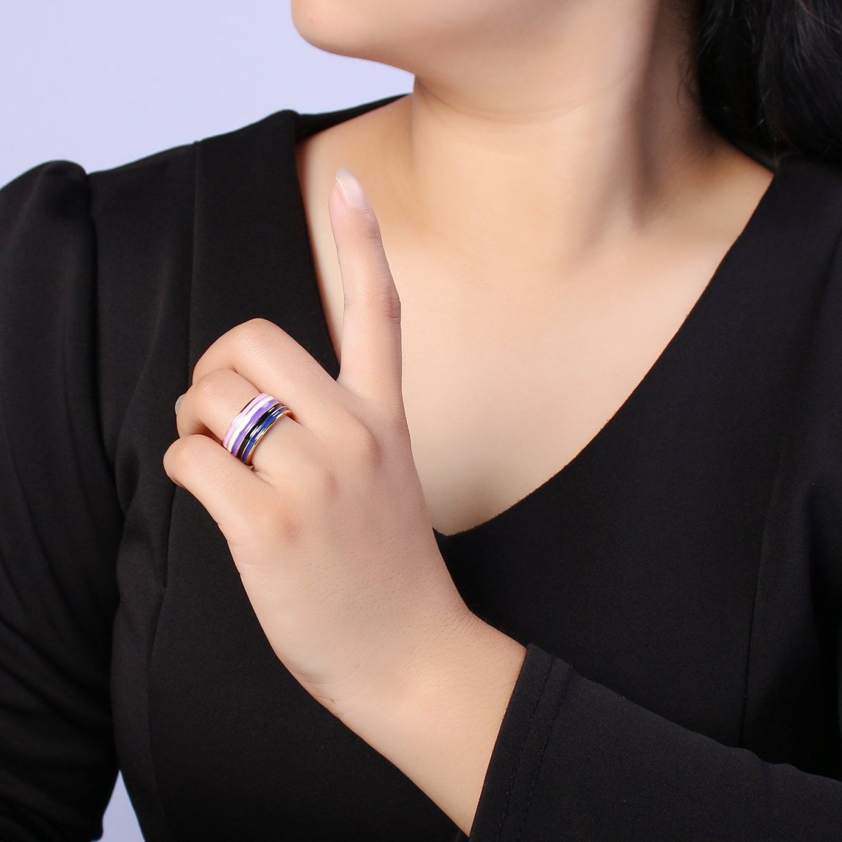 Pride Flag Rings LGBTQ Ring Gold Filled Open Adjustable Stackable Ring Trans Gay Pansexual Nonbinary Non Binary Bisexual Genderfluid Asexual Genderqueer U-061~U-068 - DLUXCA