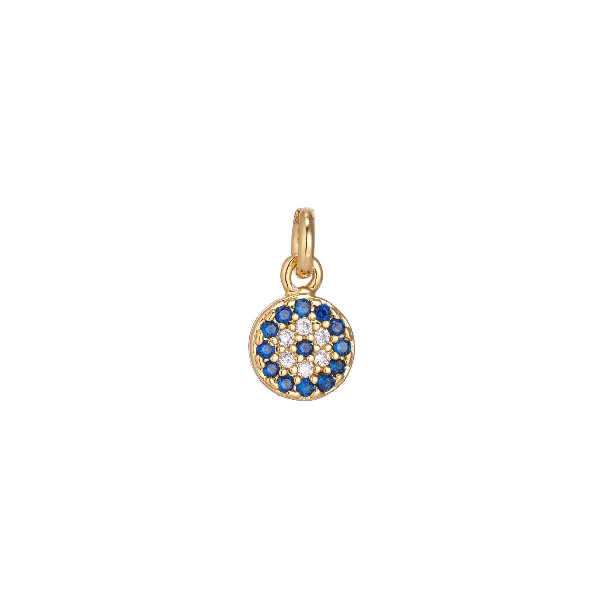 Products Dainty Tiny 18k Gold Fill / White Gold Coin Round Charm Pave CZ Cubic Zirconia pendant for Earring, Necklace, Bracelet Jewelry Making Supply C-160 - DLUXCA