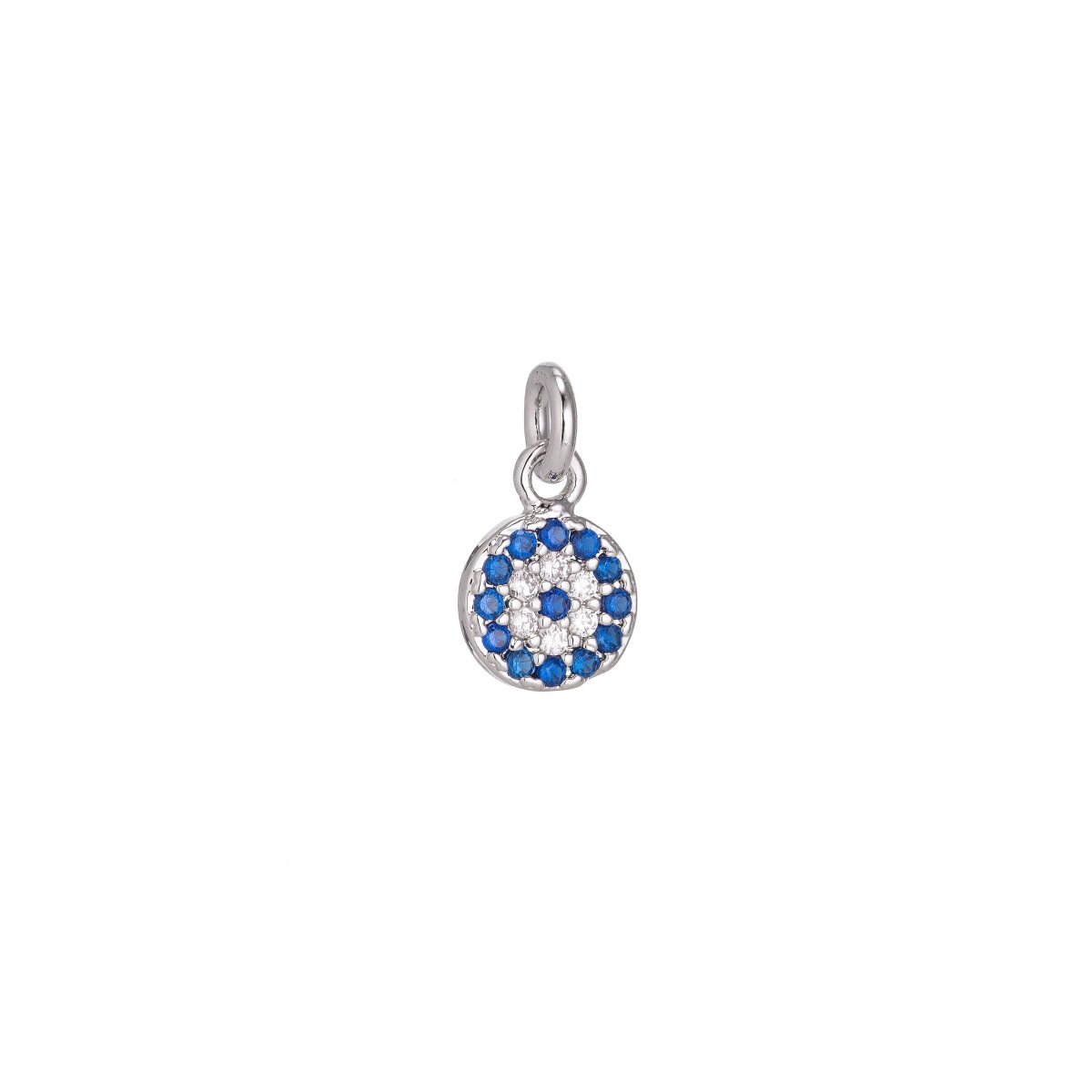 Products Dainty Tiny 18k Gold Fill / White Gold Coin Round Charm Pave CZ Cubic Zirconia pendant for Earring, Necklace, Bracelet Jewelry Making Supply C-160 - DLUXCA