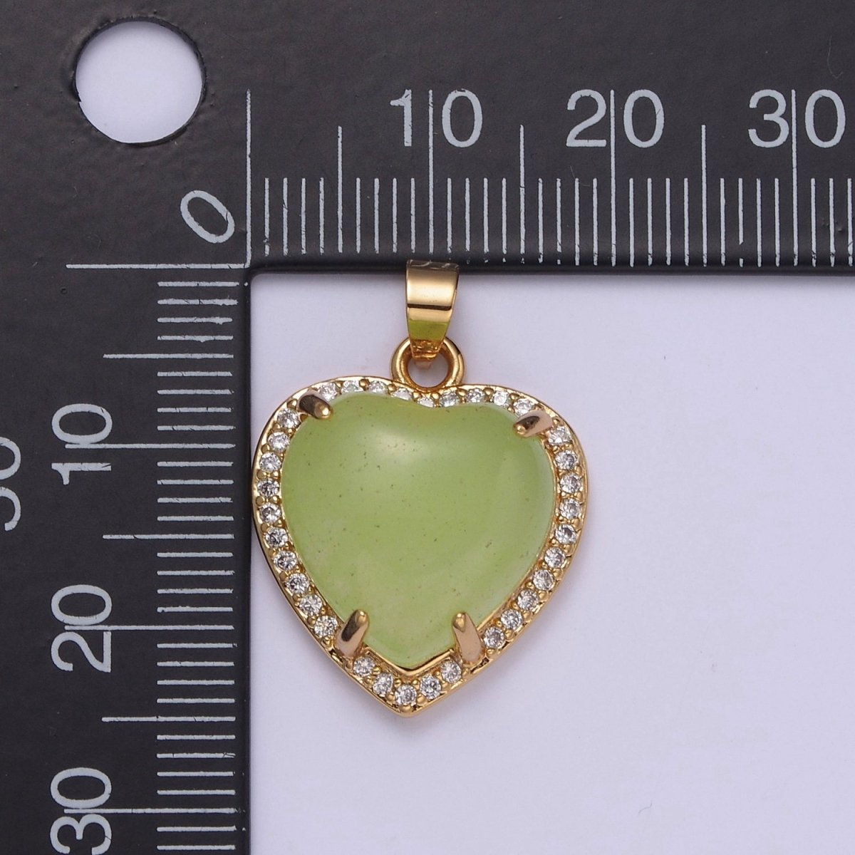 Puffy Heart Light Green Oval Lucky jade pendant Drop Charm for Necklace W-647 W-648 - DLUXCA