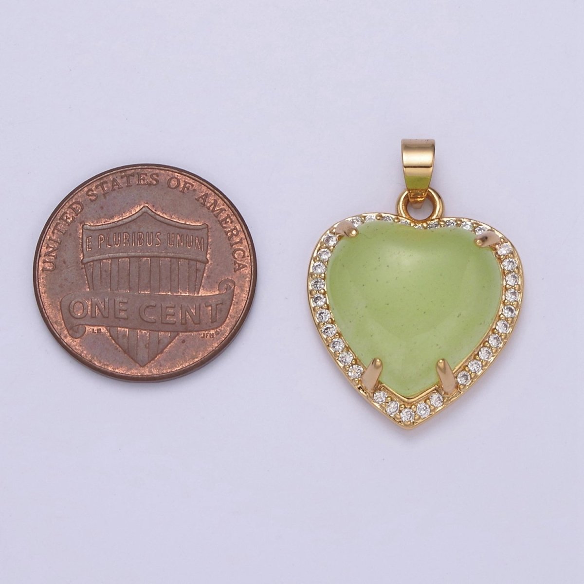 Puffy Heart Light Green Oval Lucky jade pendant Drop Charm for Necklace W-647 W-648 - DLUXCA