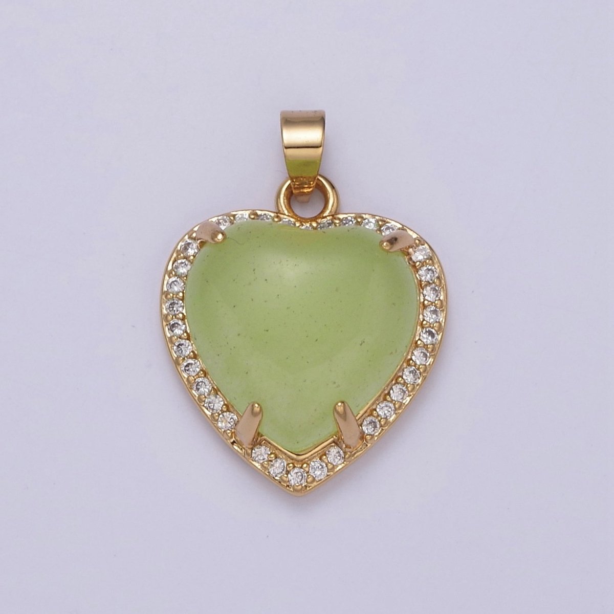 Puffy Heart Light Green Oval Lucky jade pendant Drop Charm for Necklace W-647 W-648 - DLUXCA
