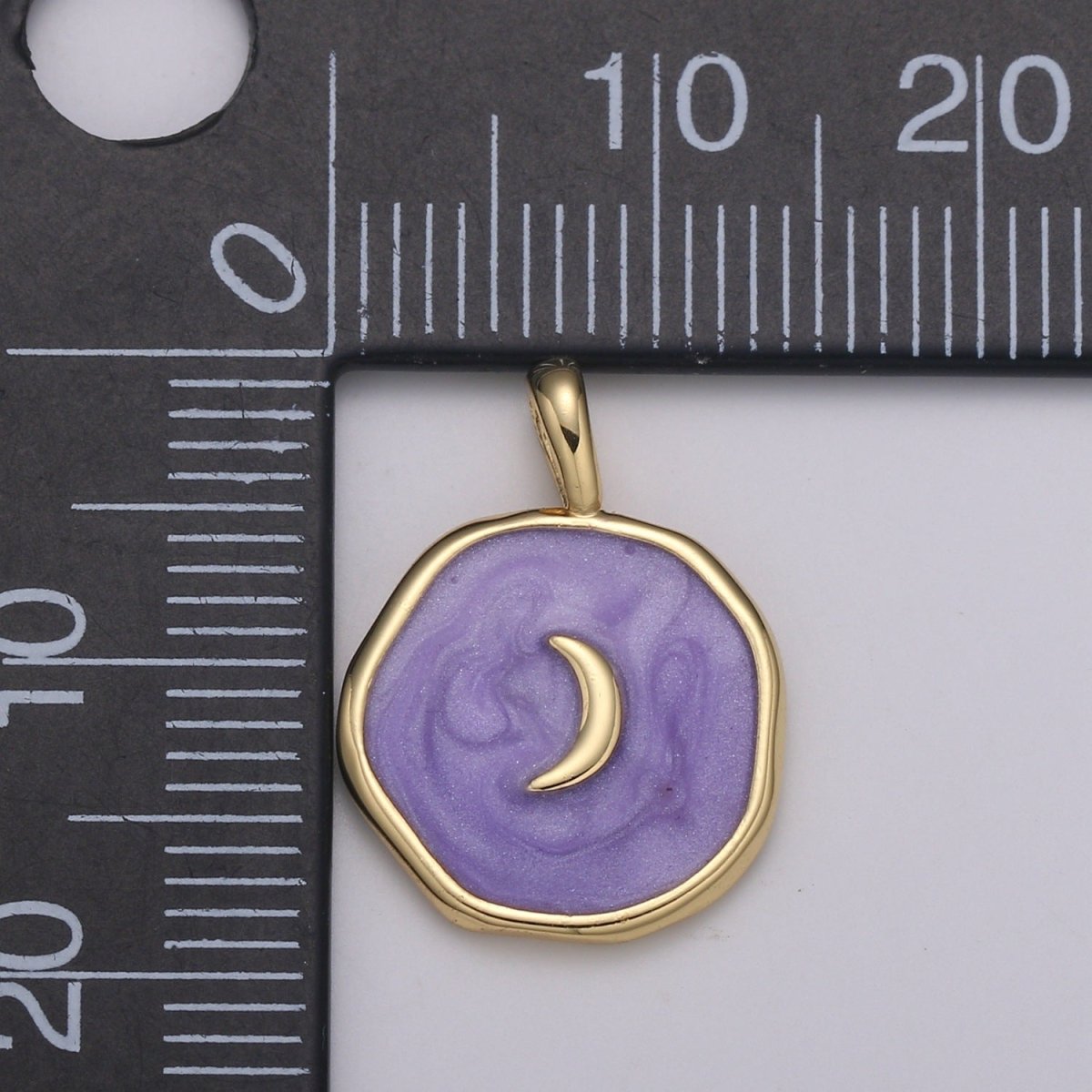 Purple Enamel Celestial Jewelry Gold Crescent Moon Charm Jewelry Making Supply 24K Gold Findings E-187 - DLUXCA