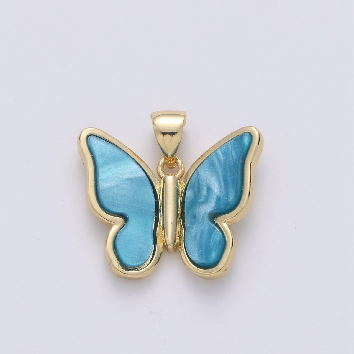 Purple Mariposa Butterfly Charm Pearl Butterfly Charm Acrylic Pendant for Necklace Earring Bracelet Component Real Gold Plated Tarnish Free I-849~I-851 - DLUXCA