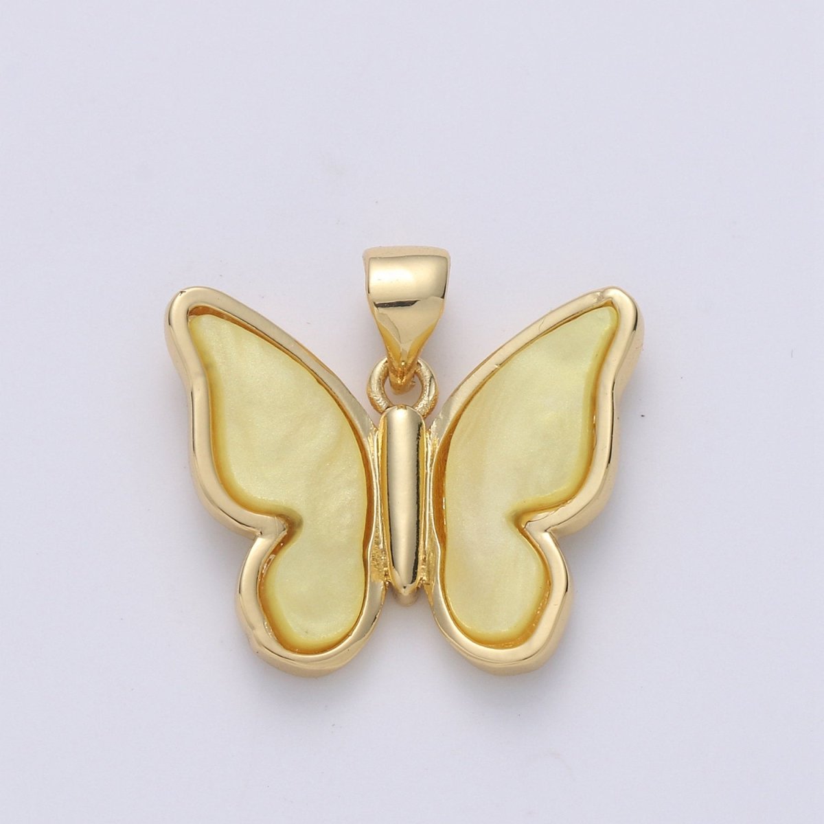 Purple Mariposa Butterfly Charm Pearl Butterfly Charm Acrylic Pendant for Necklace Earring Bracelet Component Real Gold Plated Tarnish Free I-849~I-851 - DLUXCA