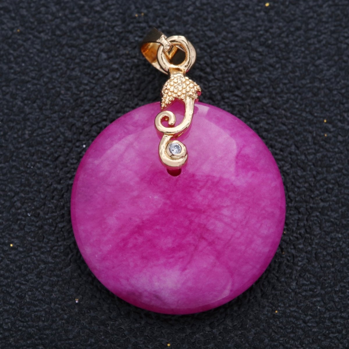 Purple Round Jade Stone For Necklace Pendant O-251 - DLUXCA