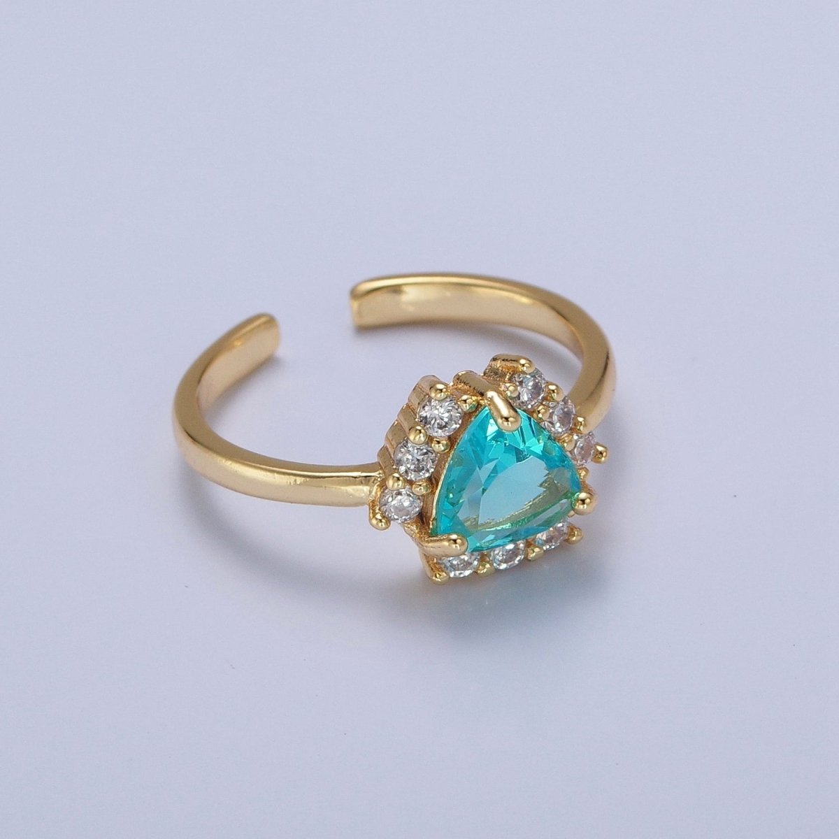 Purple / Teal Triangle Micro Pave Cubic Zirconia Promise Ring O-784 O-785 - DLUXCA