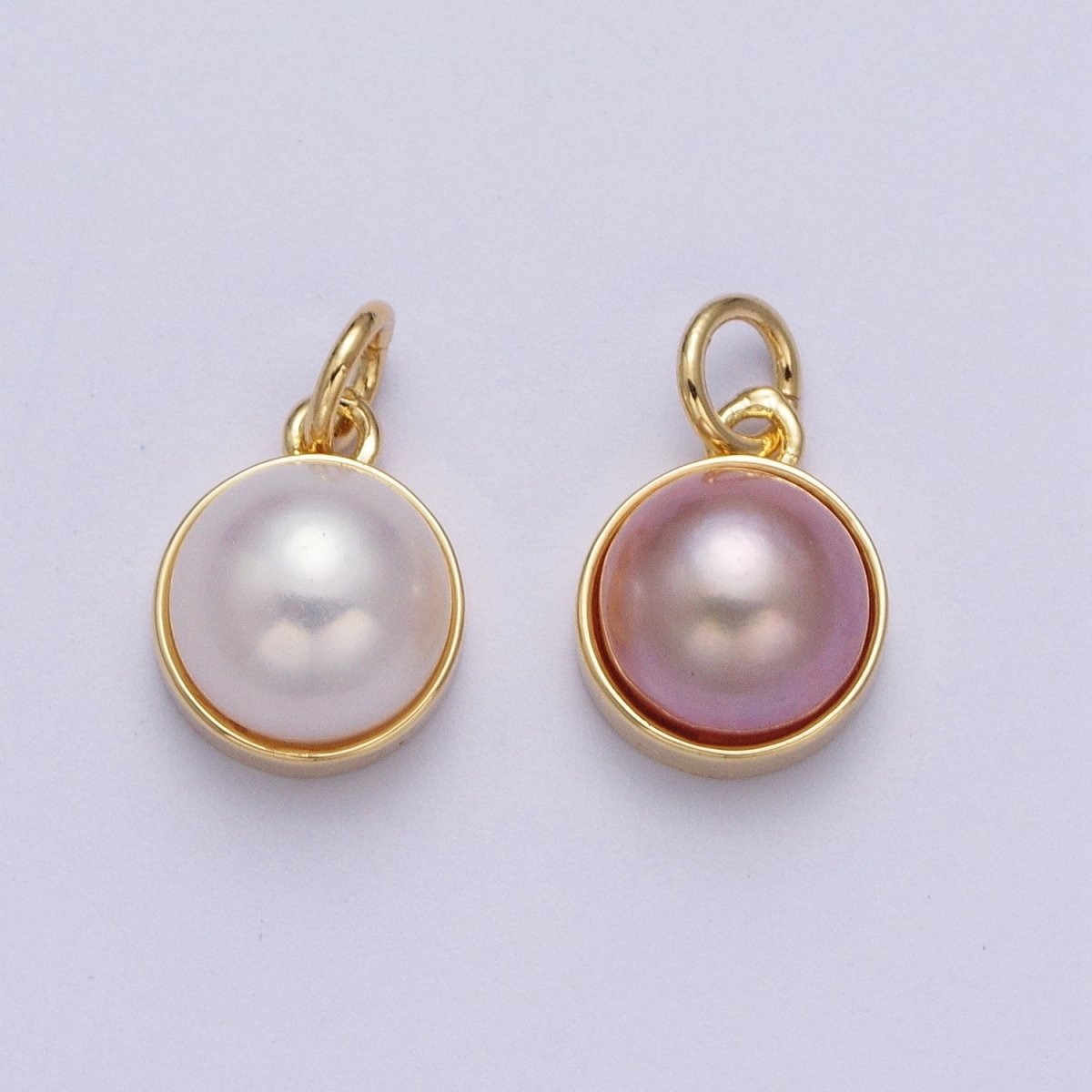 Purple White Round Pearl Gold Charm Jewelry Making Supply | X-751 X-752 - DLUXCA