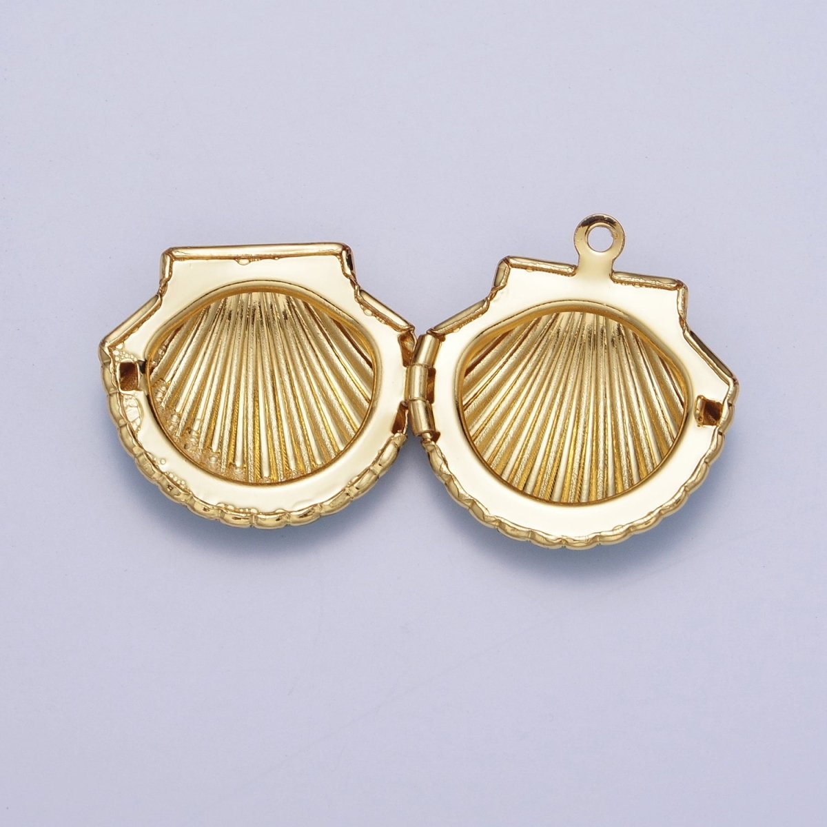Purple/Teal Enamel Clam Sea Shell Gold Locket Charm For Beach Jewelry AG-028 AG-029 - DLUXCA