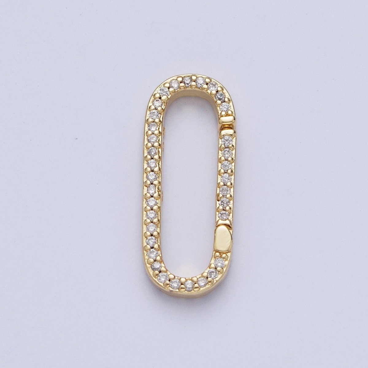 Push Gate Ring Gold Filled Micro Pace CZ Long Oval Spring Gate Clasps For DIY Jewelry Making in Gold, Silver, Rose Gold, Black L-854 L-855 L-856 L-857 - DLUXCA