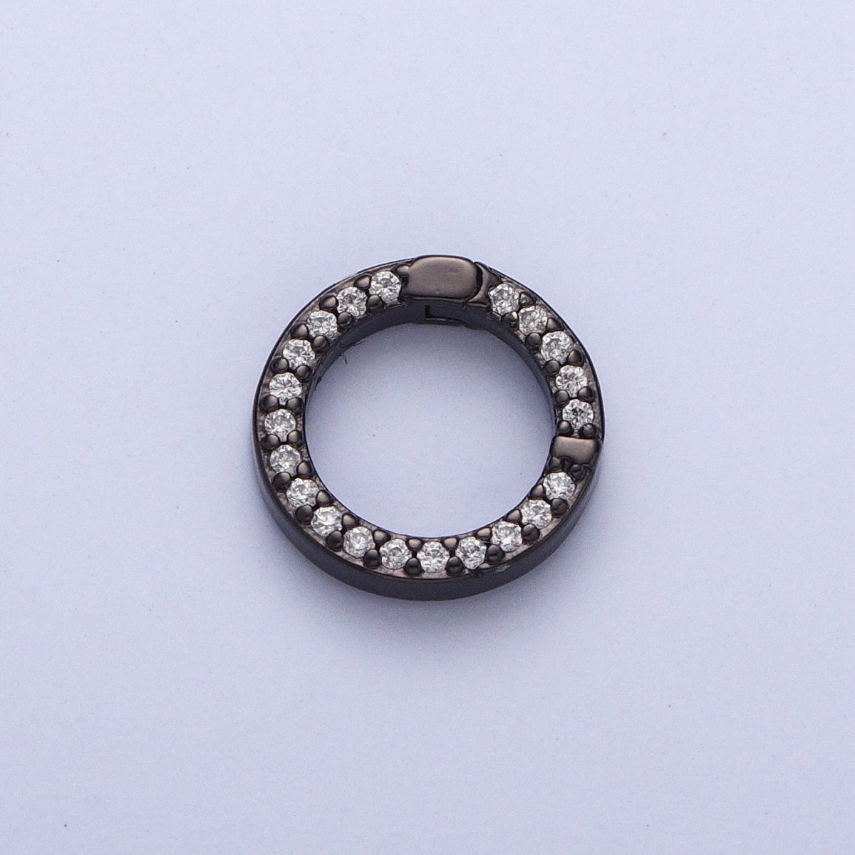 Push Gate Ring Gold Filled Micro Pave CZ 11mm Round Spring Gate Clasps For DIY Jewelry Charm Holder in Gold, Silver, Rose Gold, Black L-862 L-863 L-864 L-865 - DLUXCA