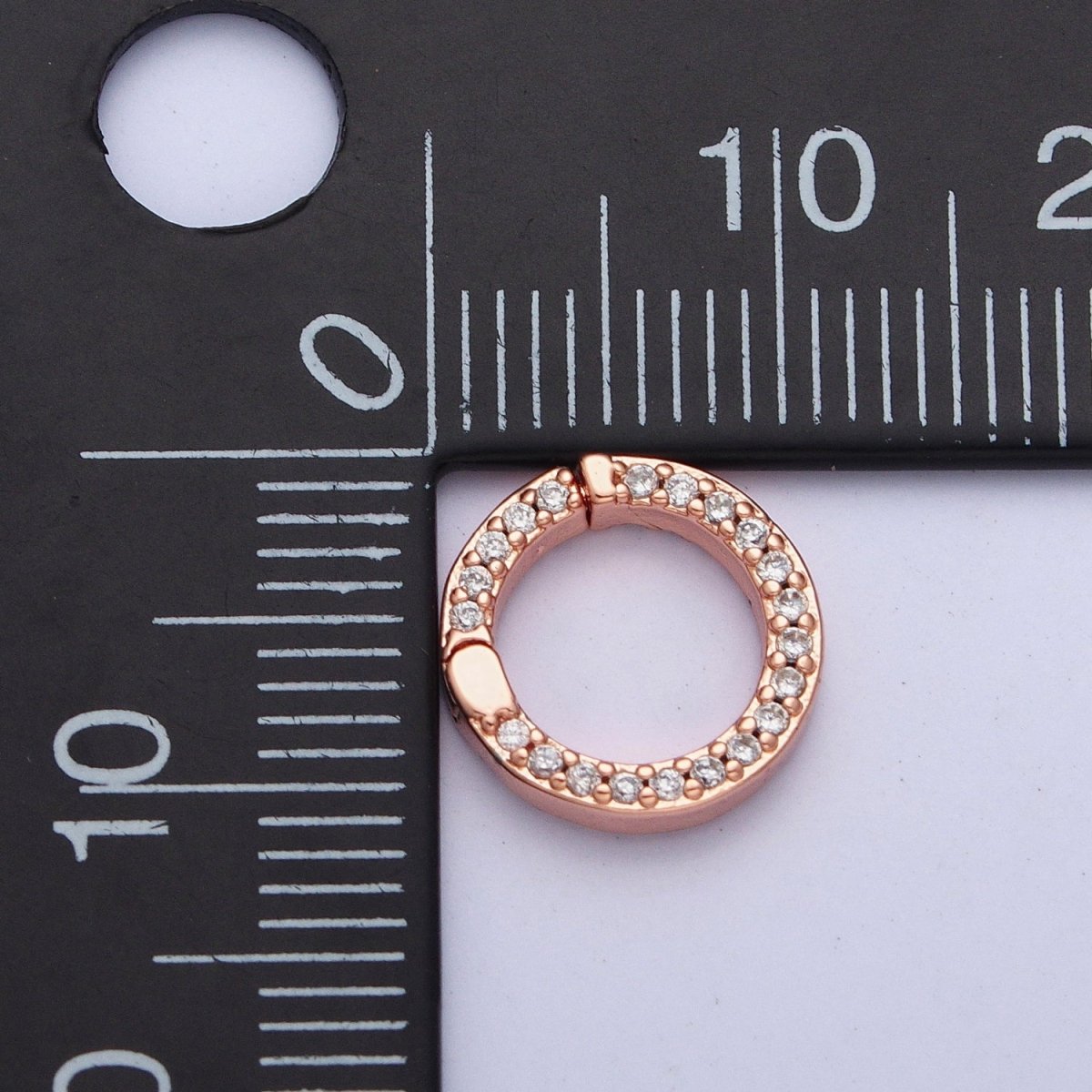 Push Gate Ring Gold Filled Micro Pave CZ 11mm Round Spring Gate Clasps For DIY Jewelry Charm Holder in Gold, Silver, Rose Gold, Black L-862 L-863 L-864 L-865 - DLUXCA