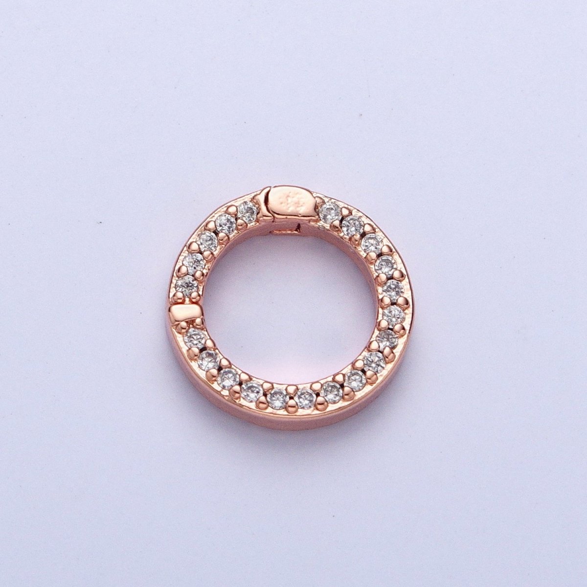 Push Gate Ring Gold Filled Micro Pave CZ 11mm Round Spring Gate Clasps For DIY Jewelry Charm Holder in Gold, Silver, Rose Gold, Black L-862 L-863 L-864 L-865 - DLUXCA