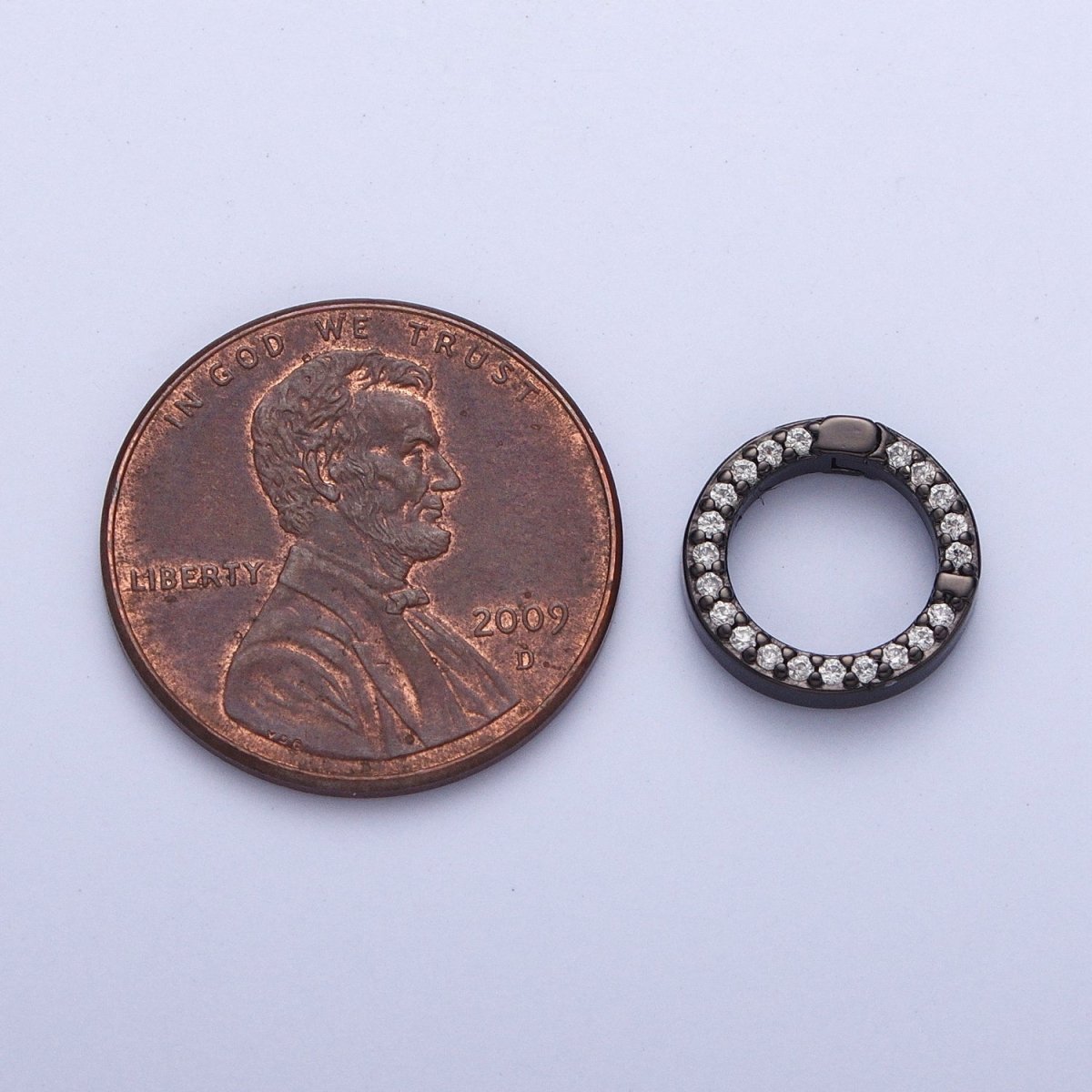 Push Gate Ring Gold Filled Micro Pave CZ 11mm Round Spring Gate Clasps For DIY Jewelry Charm Holder in Gold, Silver, Rose Gold, Black L-862 L-863 L-864 L-865 - DLUXCA