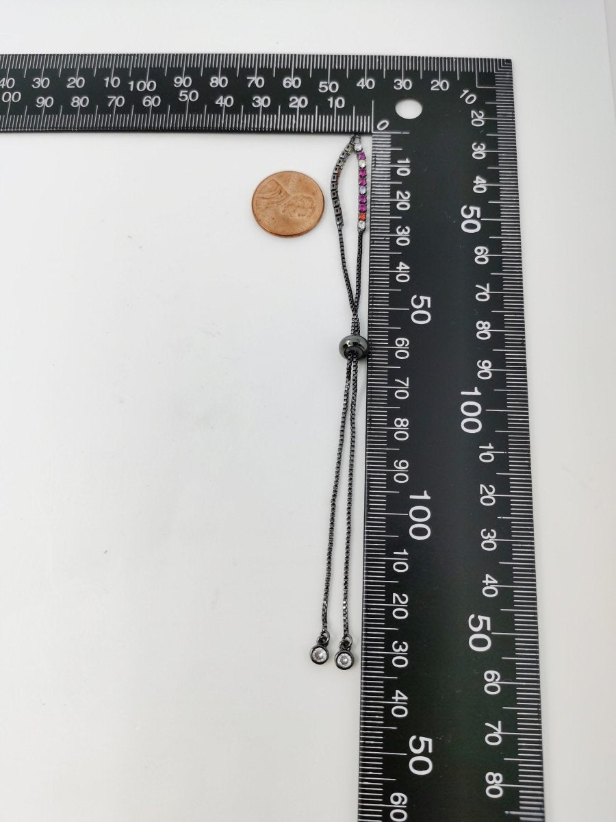 Rainbow Color CZ Adjustable Gold Filled bracelet Half semi finished with rubber stopper bolo bracelets Tennis bracelet Box Chain Wholesale K-508 - K-510 K-754 - DLUXCA