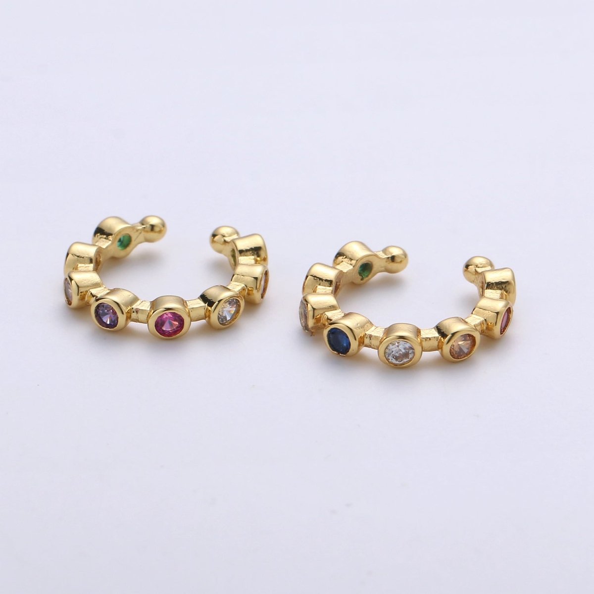 Rainbow Dots Gold Filled Earcuffs AI-092 - DLUXCA