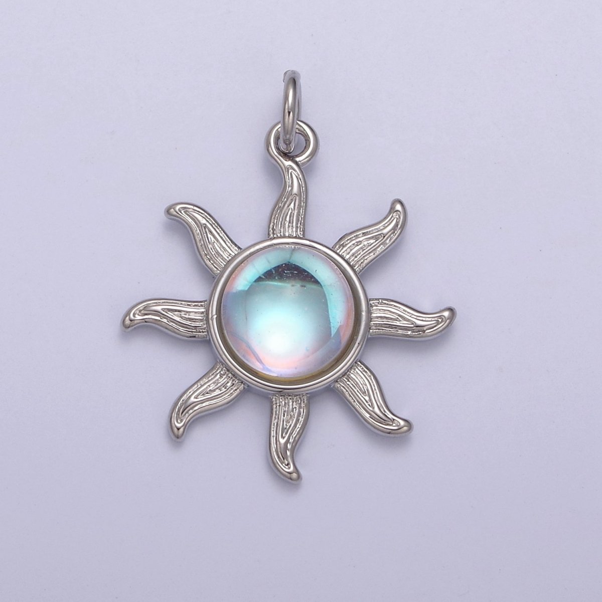 Rainbow Moonstone Sun Pendant in 14k Gold Filled June Birthstone Bohemian Celestial Jewelry Supply N-757 N-758 - DLUXCA