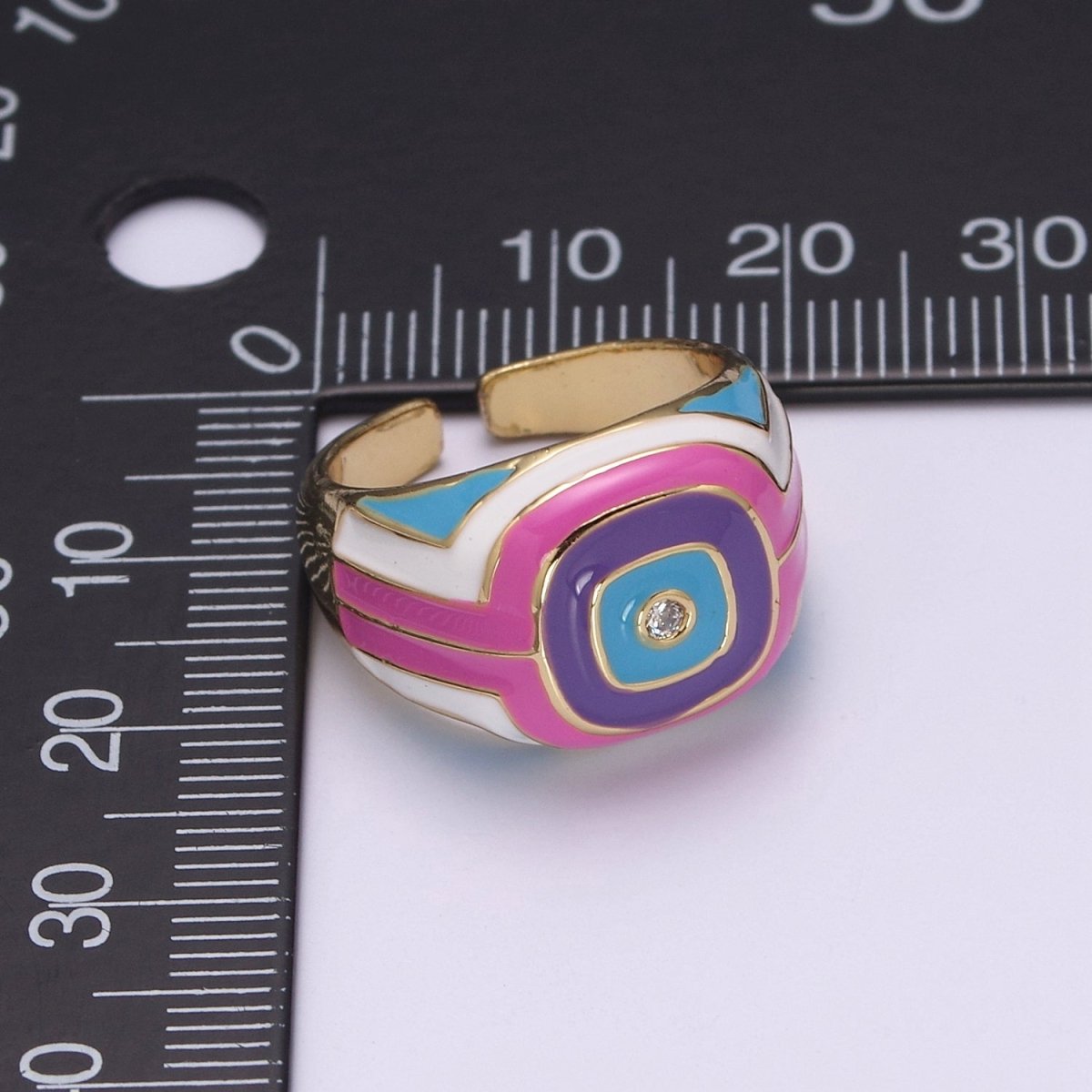 Rainbow Pastel Geometric Dome Rings-Pink Purple White Y2K Ring-Colorful Chunky Dome Ring Statement Accent Ring U-207 ~ U-209 - DLUXCA