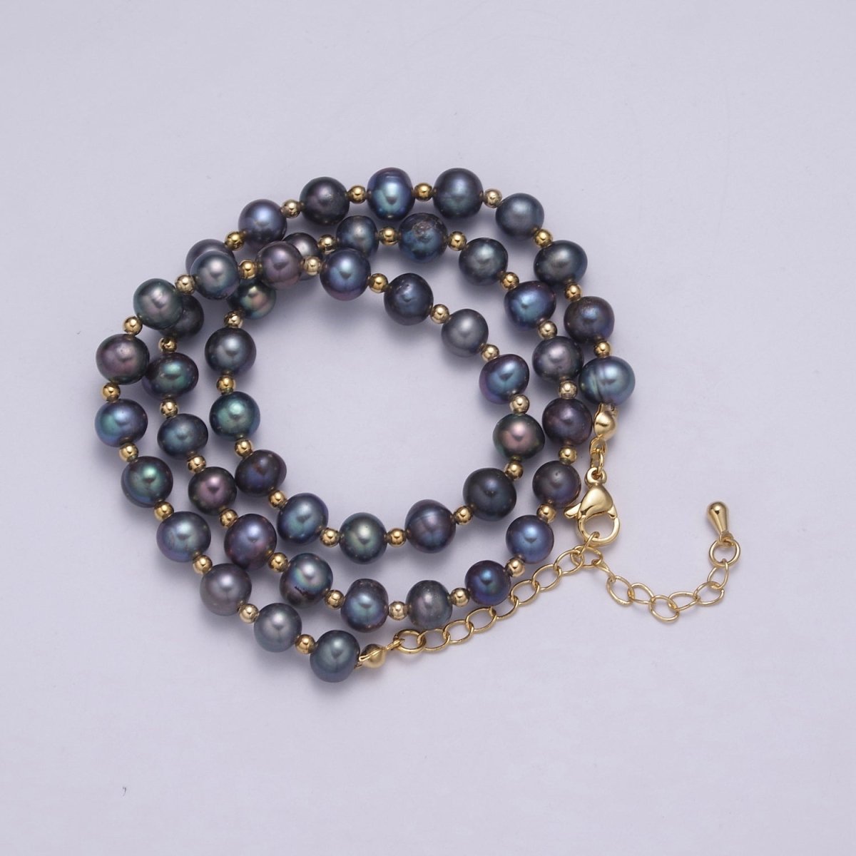 Rainbow Peacock, White, Pink Freshwater Pearl Button Gold Ball Bead 17 Inch Layering Necklace | WA-458 ~ WA-460 Clearance Pricing - DLUXCA