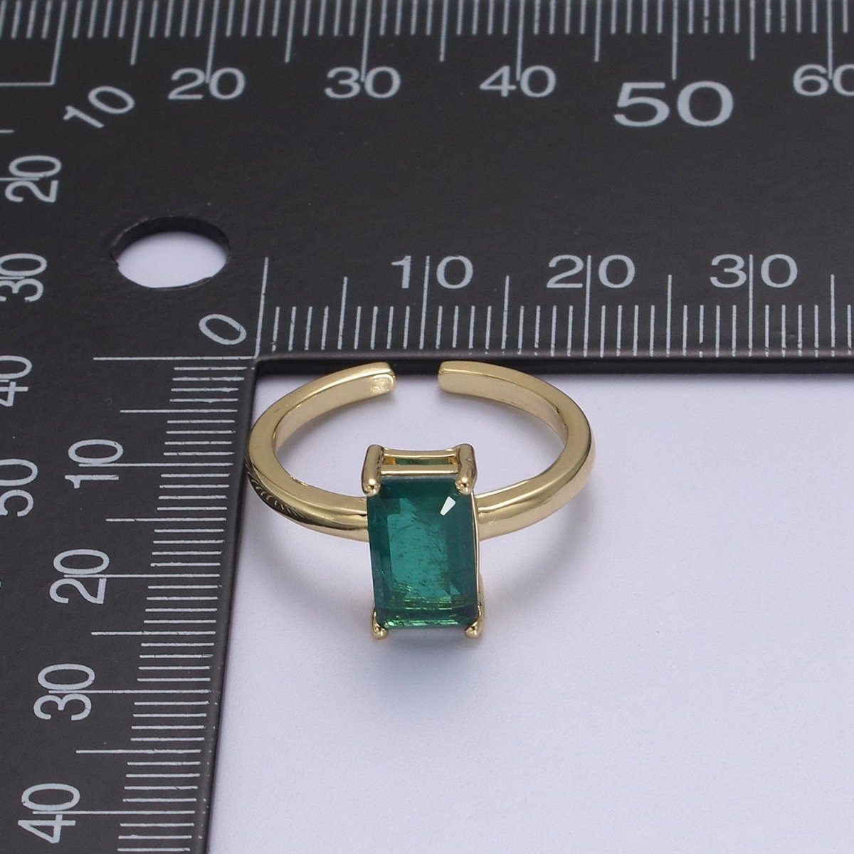 Rectangle Cut Cubic Zirconia Birthstone Ring | Rectangle Shape Cz Birthday Gift Ring Open Adjustable Jewelry S-405 ~ S-416 - DLUXCA