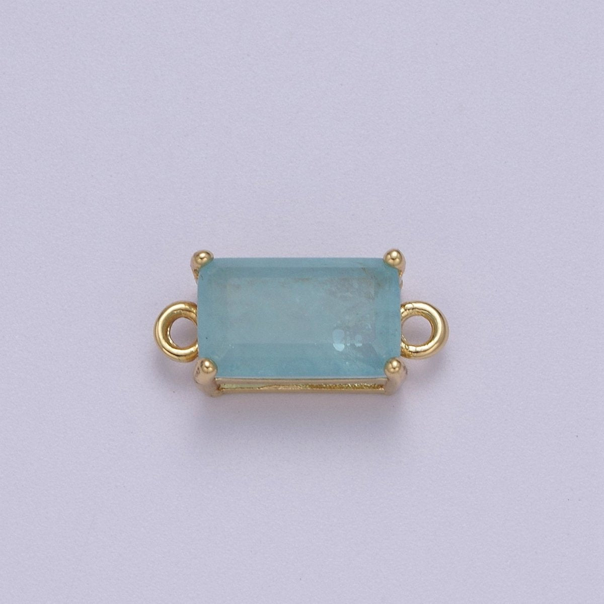 Rectangle Solitaire CZ Birthstone Charm Connector Geometric Diamond Cut Dainty Cubic Zirconia Connector for Necklace Earring Supply F-709~F-720 - DLUXCA