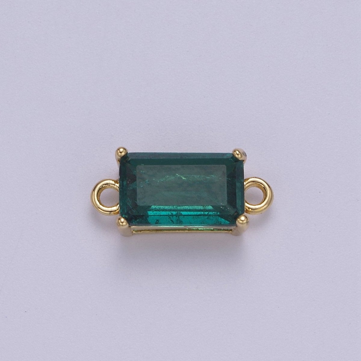 Rectangle Solitaire CZ Birthstone Charm Connector Geometric Diamond Cut Dainty Cubic Zirconia Connector for Necklace Earring Supply F-709~F-720 - DLUXCA