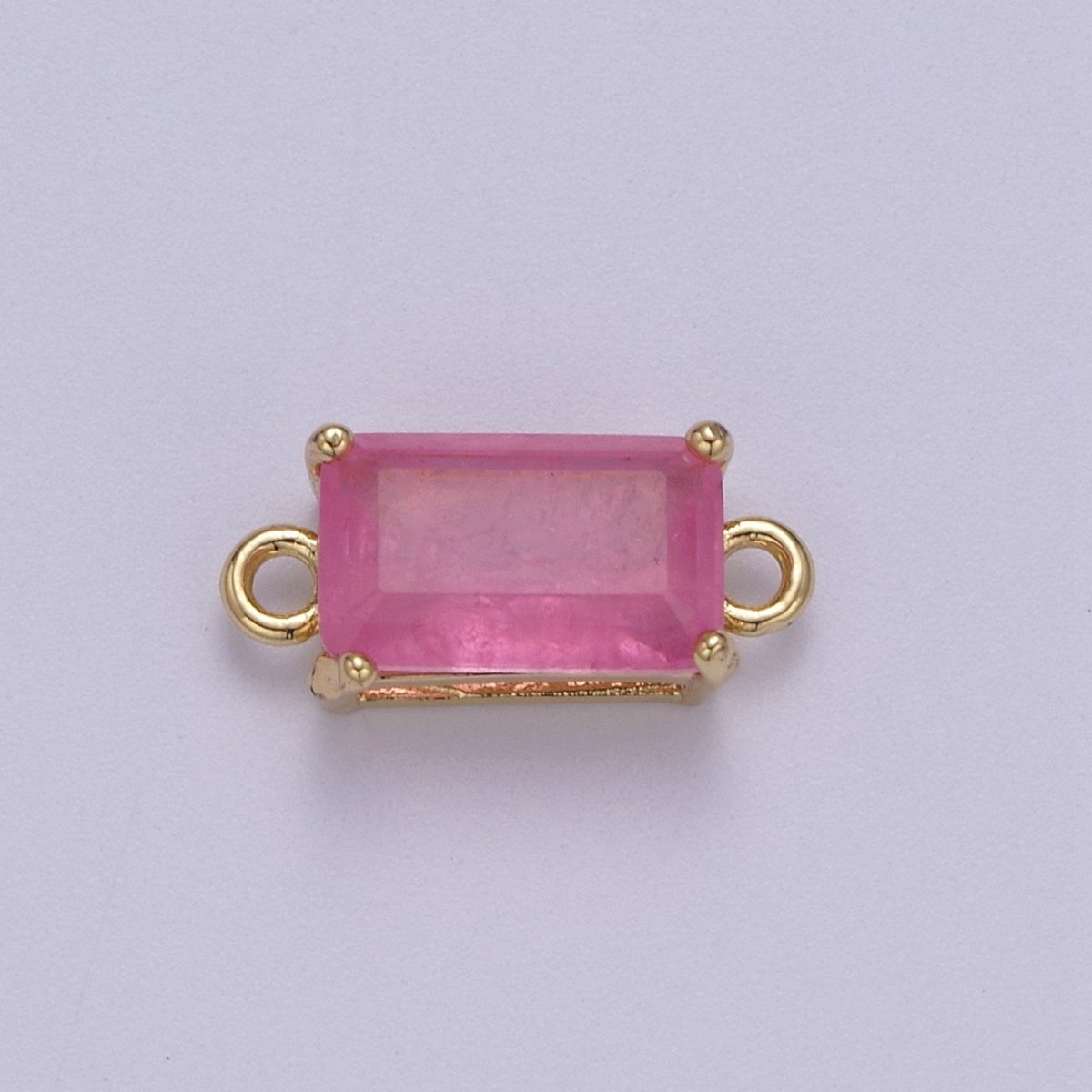 Rectangle Solitaire CZ Birthstone Charm Connector Geometric Diamond Cut Dainty Cubic Zirconia Connector for Necklace Earring Supply F-709~F-720 - DLUXCA