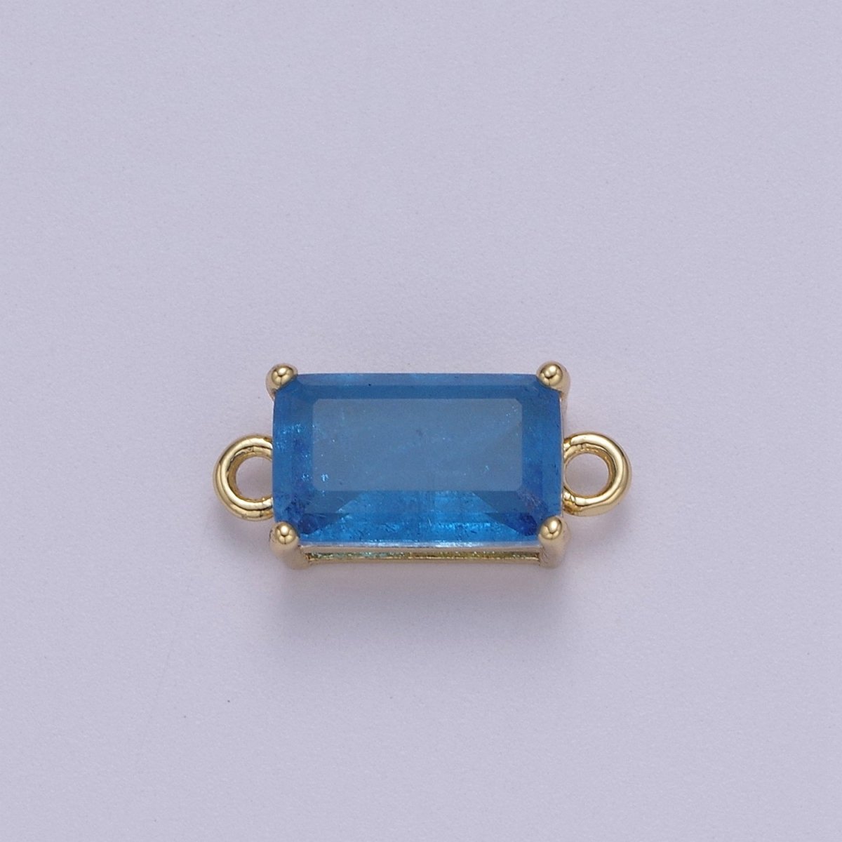 Rectangle Solitaire CZ Birthstone Charm Connector Geometric Diamond Cut Dainty Cubic Zirconia Connector for Necklace Earring Supply F-709~F-720 - DLUXCA