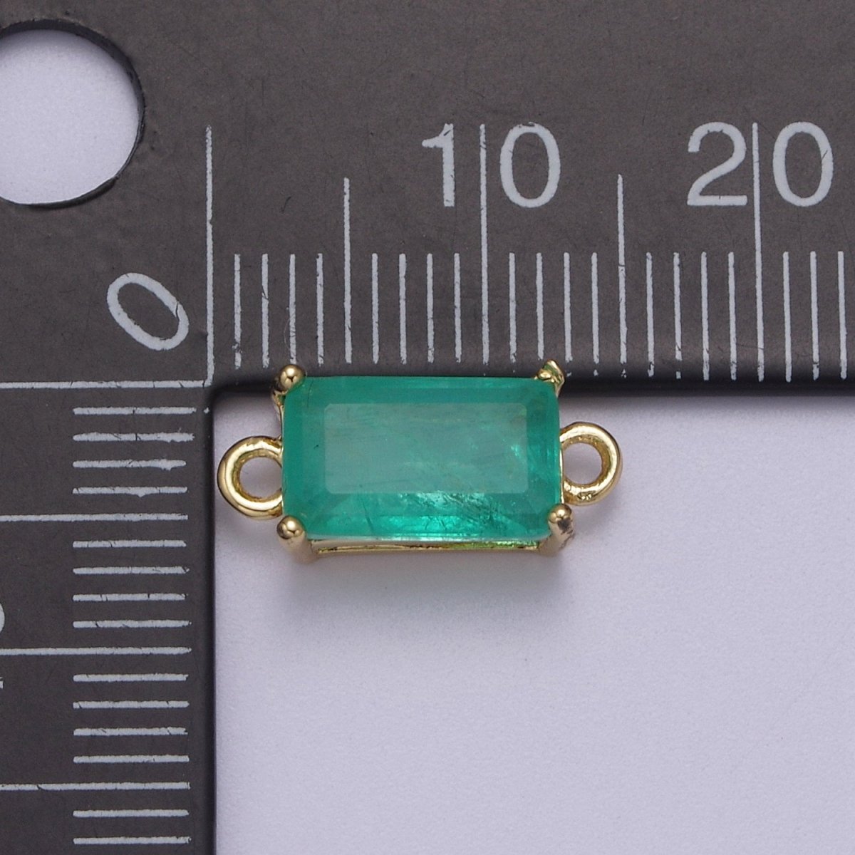 Rectangle Solitaire CZ Birthstone Charm Connector Geometric Diamond Cut Dainty Cubic Zirconia Connector for Necklace Earring Supply F-709~F-720 - DLUXCA