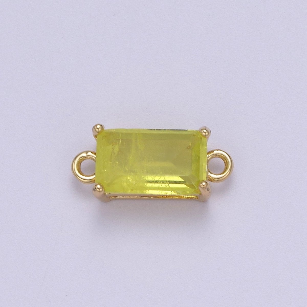 Rectangle Solitaire CZ Birthstone Charm Connector Geometric Diamond Cut Dainty Cubic Zirconia Connector for Necklace Earring Supply F-709~F-720 - DLUXCA